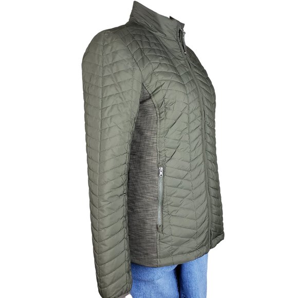 Women T by Talbots Olive Green Chevron Quilted Jacket Small, Like New - Picture 4 of 11